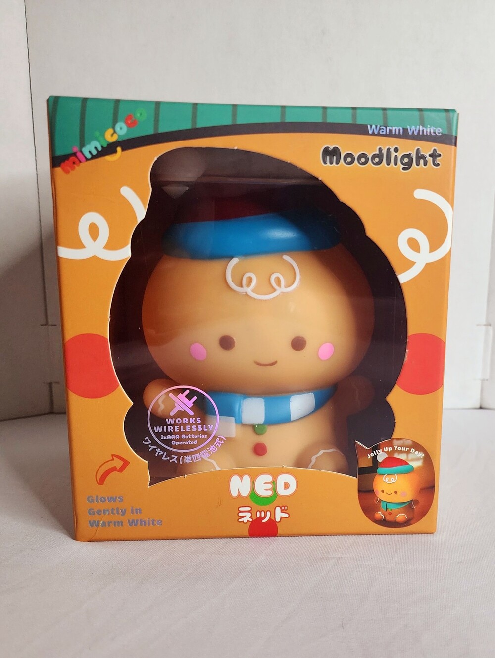 Mimicoco Moodlight LED Lamp Gingerbread Man "Ned" Christmas Holiday Night Light